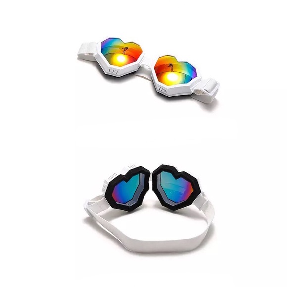 White Heart Goggles Mirror Sunglasses Glasses - Picture 7 of 12
